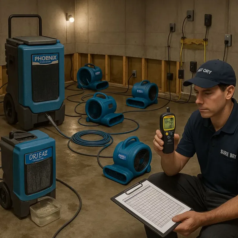 Structural Drying and Dehumidification process in Muttontown, NY